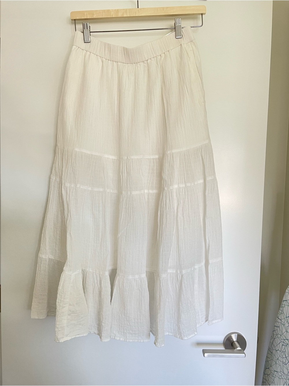 Uniqlo JW Anderson Ivory Tiered Midi Skirt